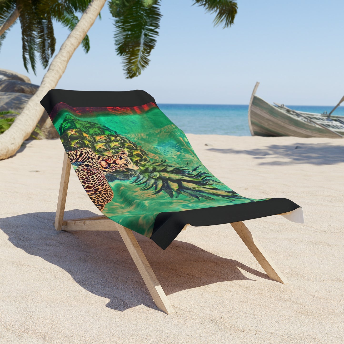 Tropical Leopard Beach Towel - Summer Vibes, Pineapple Design