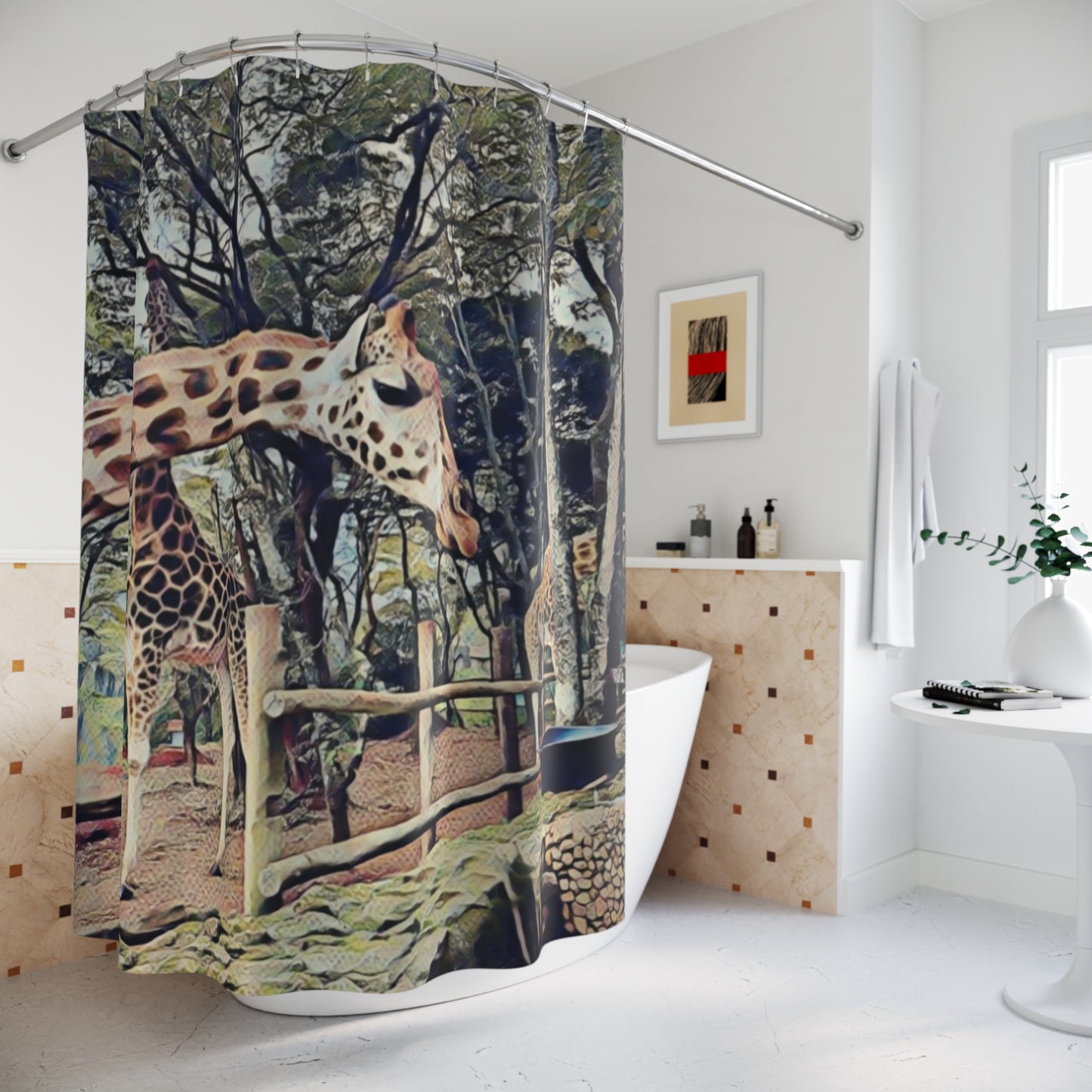 Safari Adventure Giraffe Shower Curtain - Perfect for Animal Lovers & Nature Enthusiasts