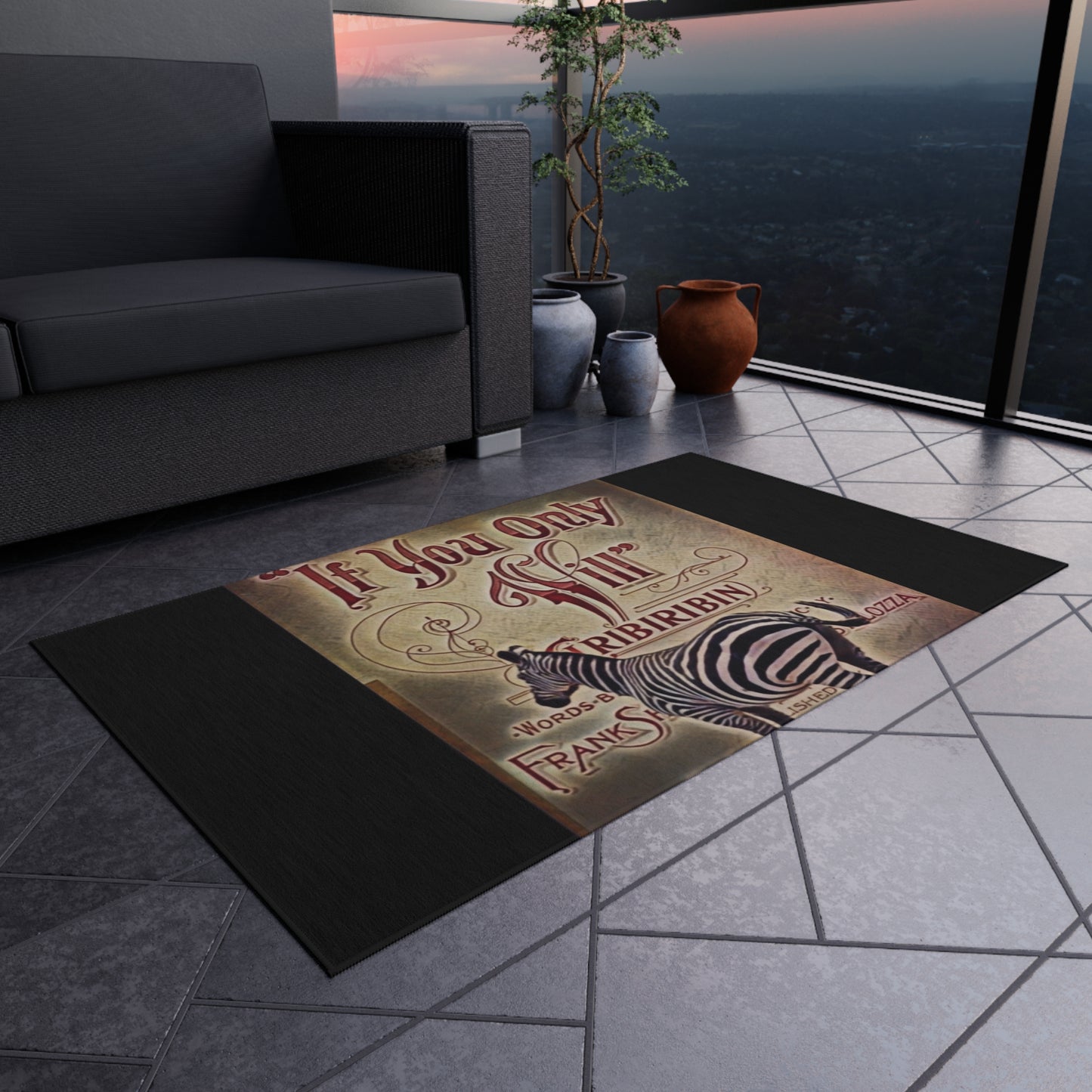 Large Vintage - Wildlife Inspired Outdoor Rug