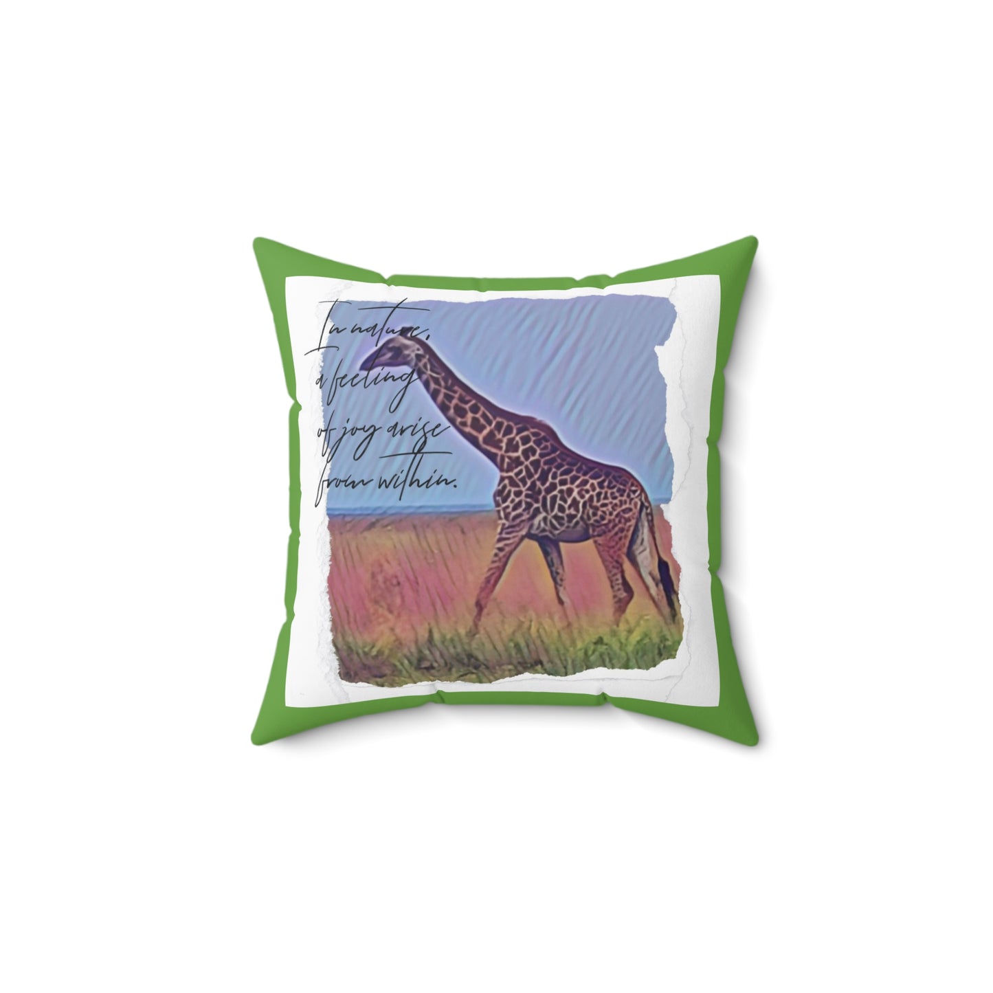 Inspirational Giraffe Faux Suede Square Pillow - Embrace Your Unique Journey