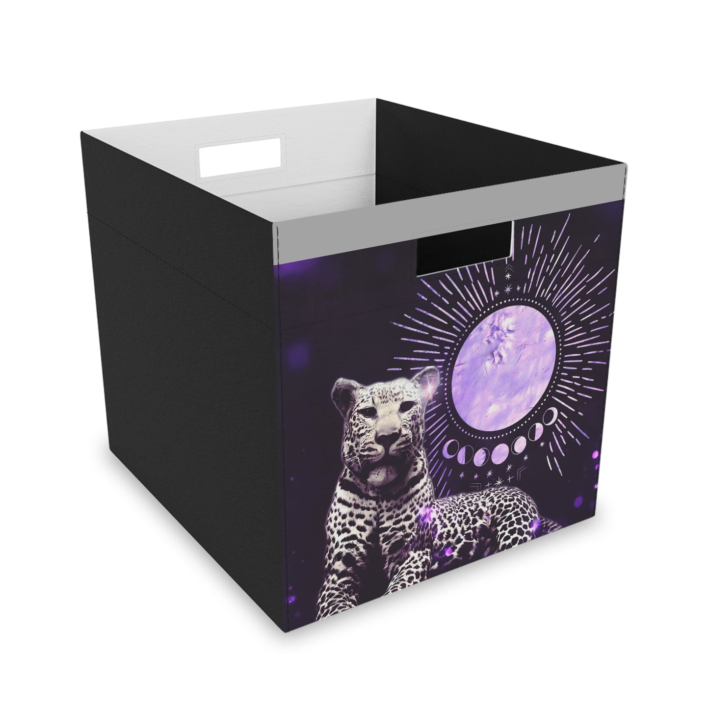 Color Coded Leopard Felt Storage Box - Cosmic Design for Stylish Organization
