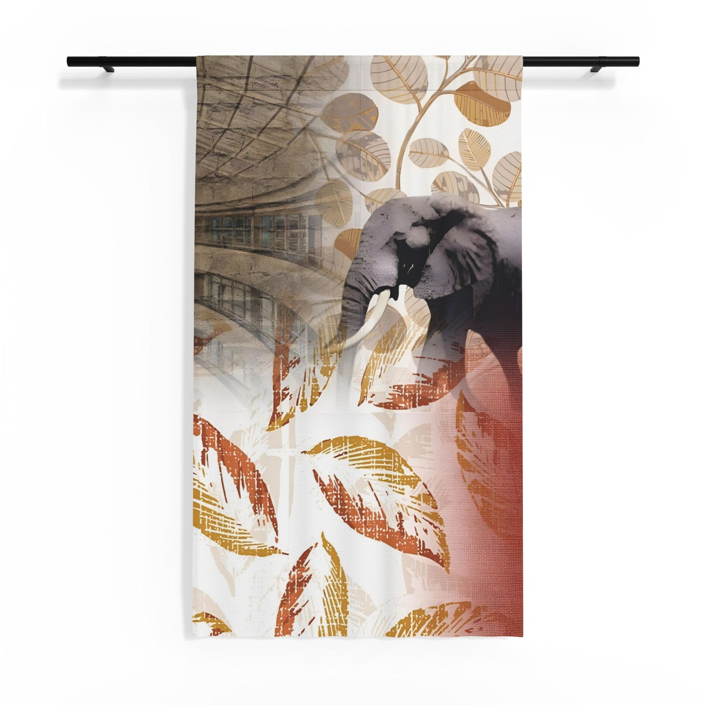 Rustic Leaf Print Window Panel ~ Safari Inspired