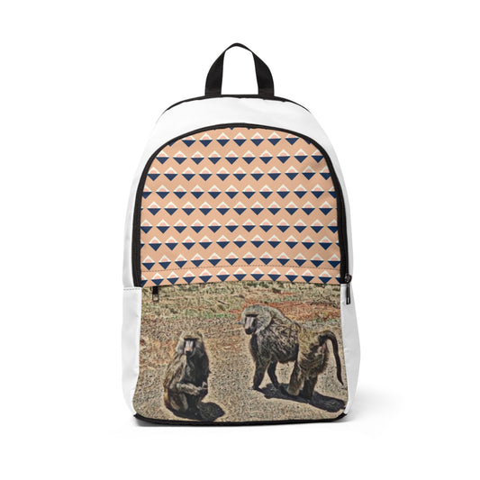 Safari Spirit Unisex Fabric Backpack -Playful Monkey Design Unisex Fabric Backpack