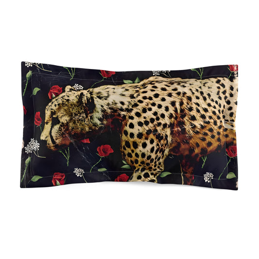 Character Cheetah Print Microfiber Pillow Sham - Floral Bed Decor