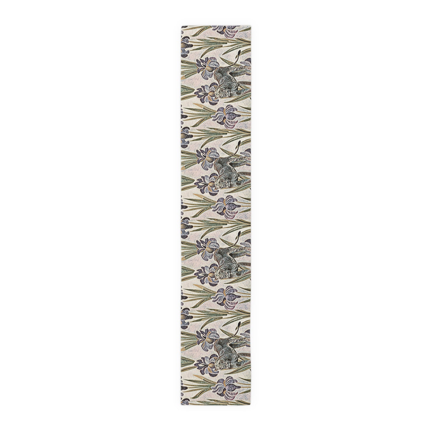 Vintage Floral & Safari Inspired Table Runner – Iris Pattern Cotton-Poly Blend