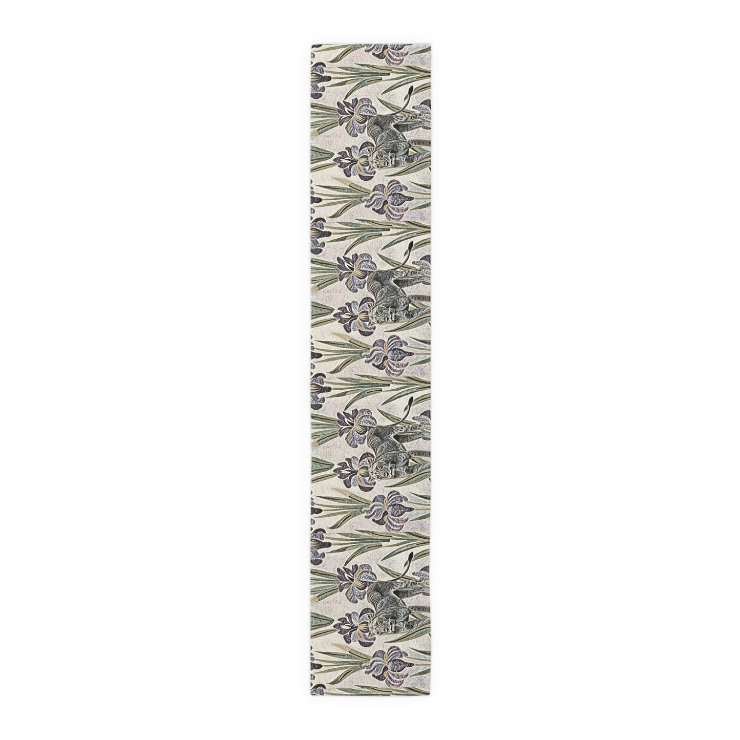 Vintage Floral & Safari Inspired Table Runner – Iris Pattern Cotton-Poly Blend
