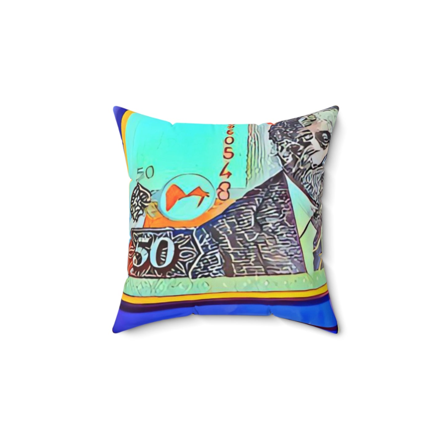 Vibrant Retro Money Art Pillow - For The Internationally Inspired
