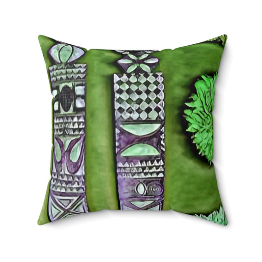 Essentric Vintage Green Square Pillow - Internationally Inspired Home Decor