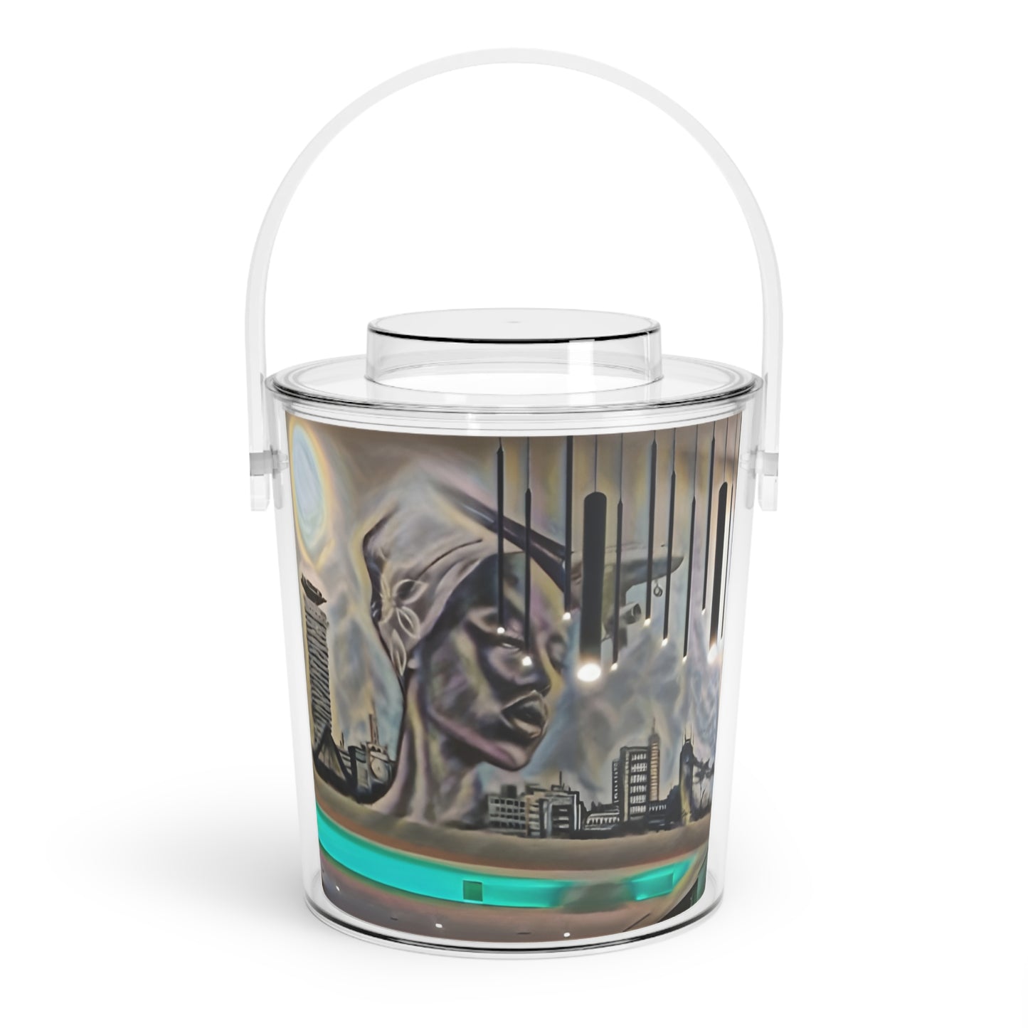 International Artistic Ice Bucket with Tongs - Unique Urban Design for Entertaining