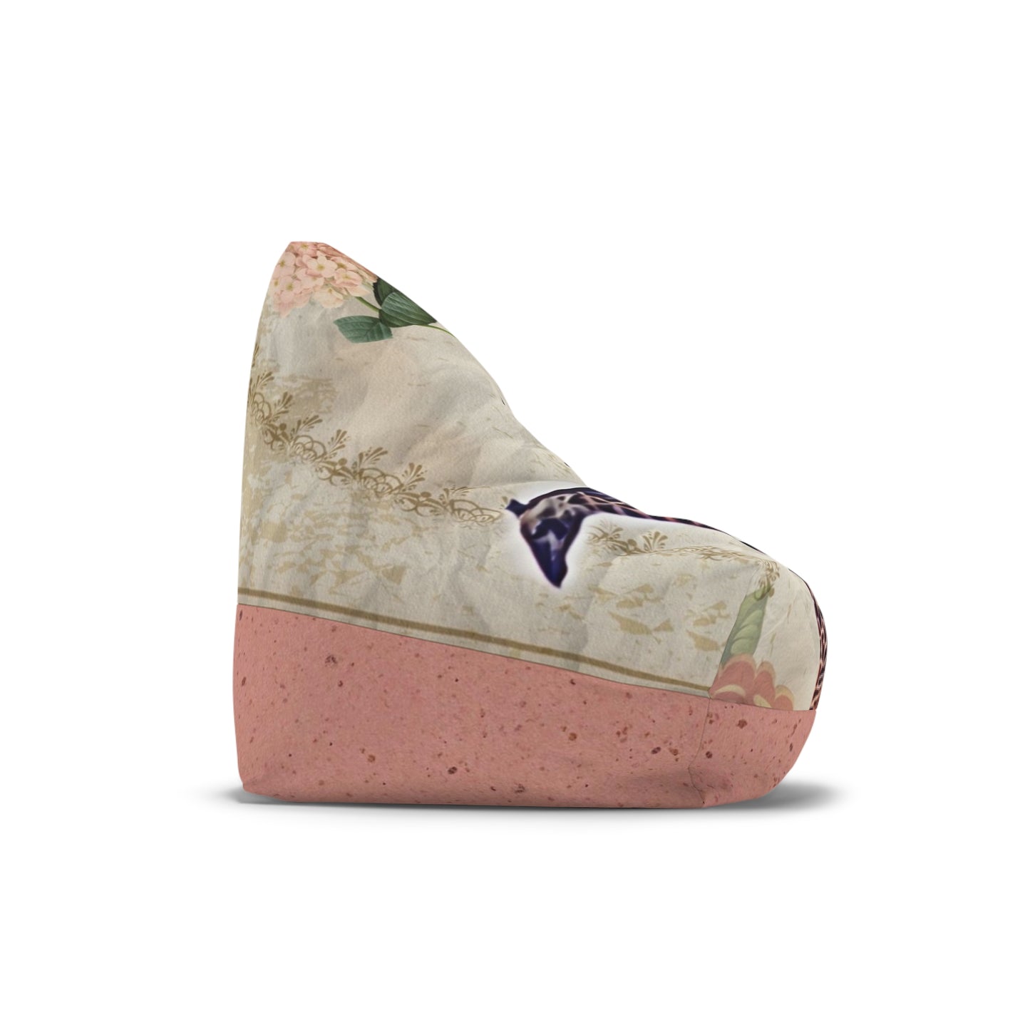 Giraffe Floral Bean Bag Chair Cover — "Inspired Photography" Accent Slipcover {Eggshell Peach}