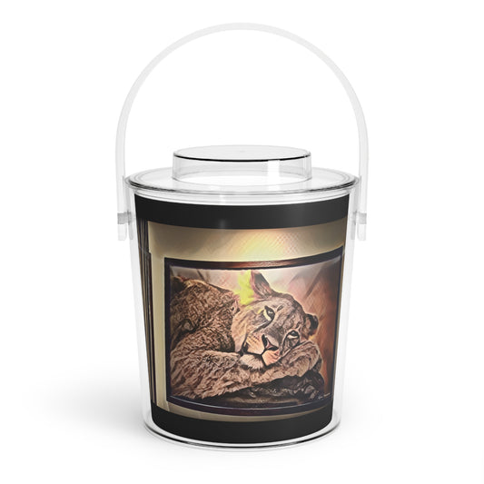 Lioness Decor Ice Bucket with Tongs — Perfect for Parties and Relaxation