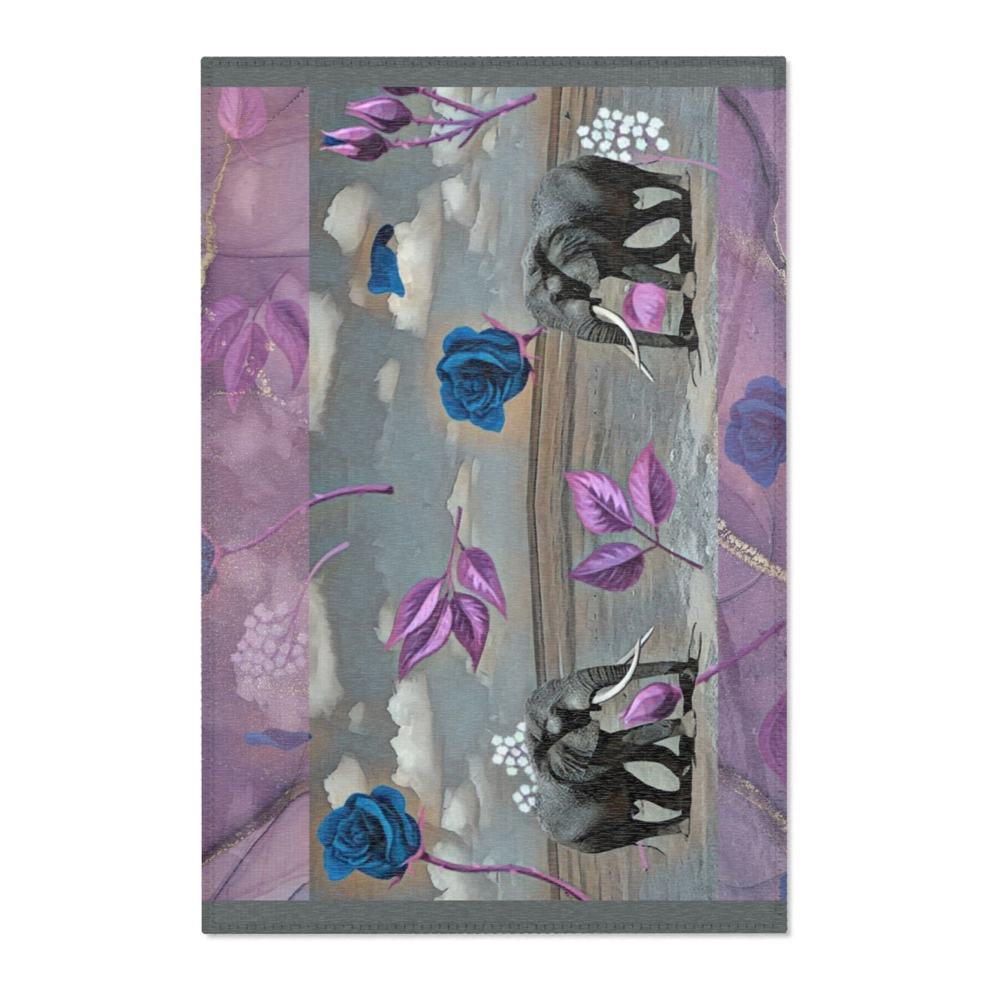 Floral & Elephant Decorative Area Rug - Stylish Nursery Accent  With Matching Pillow