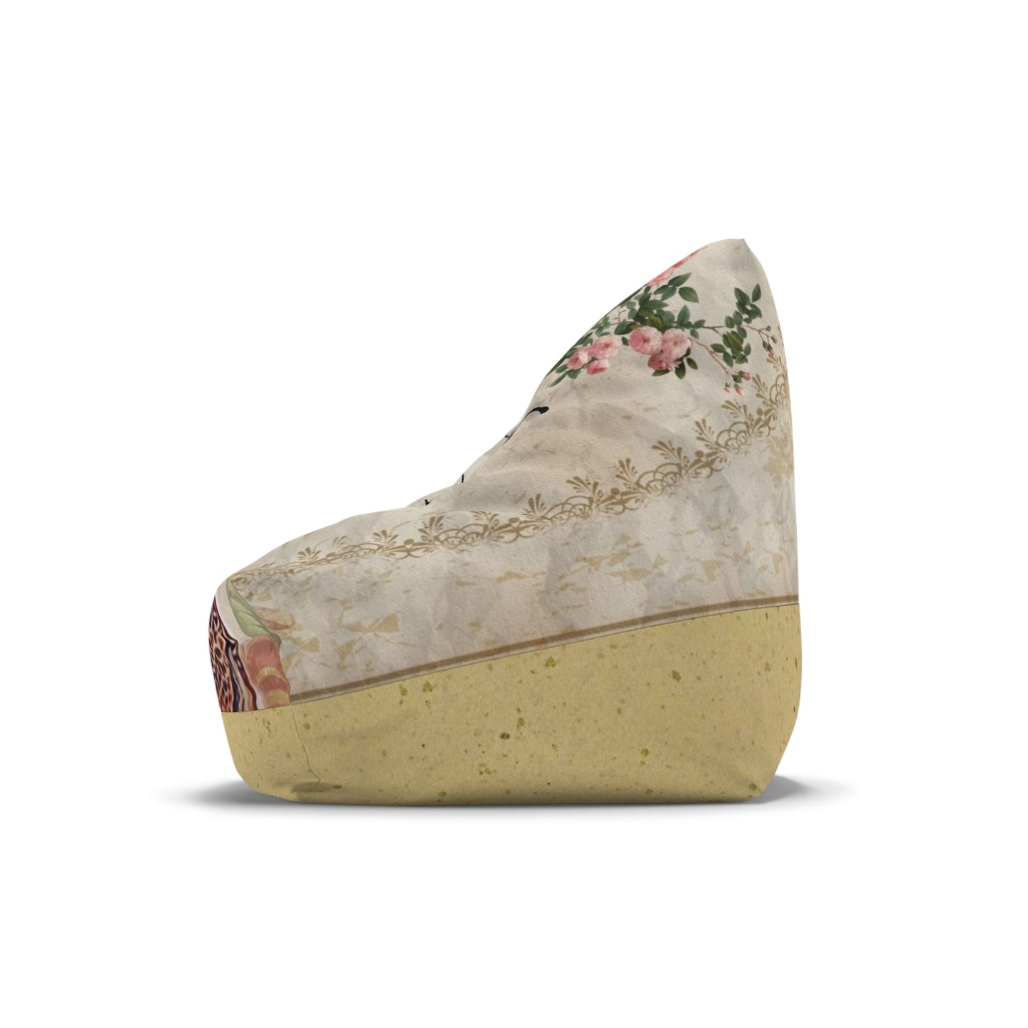 Giraffe Floral Bean Bag Chair Cover — "Inspired Photography" Accent Slipcover {Eggshell Cream}