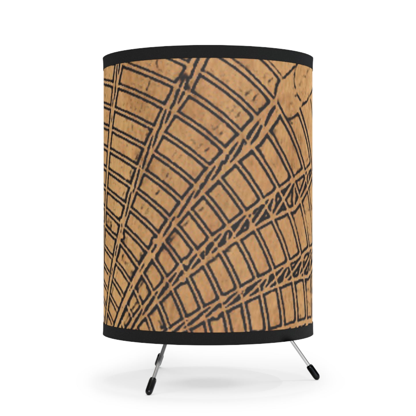Stylish Tripod Lamp with Geometric High-Res Shade