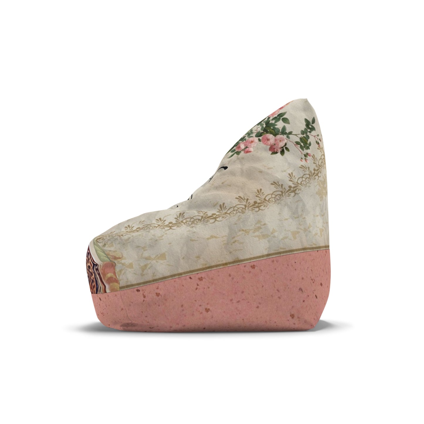 Giraffe Floral Bean Bag Chair Cover — "Inspired Photography" Accent Slipcover {Eggshell Peach}