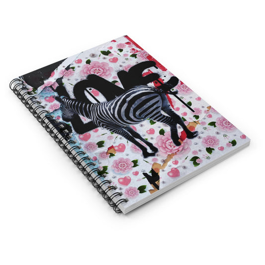 Ruled Line Journal - Love Zebra Spiral Notebook