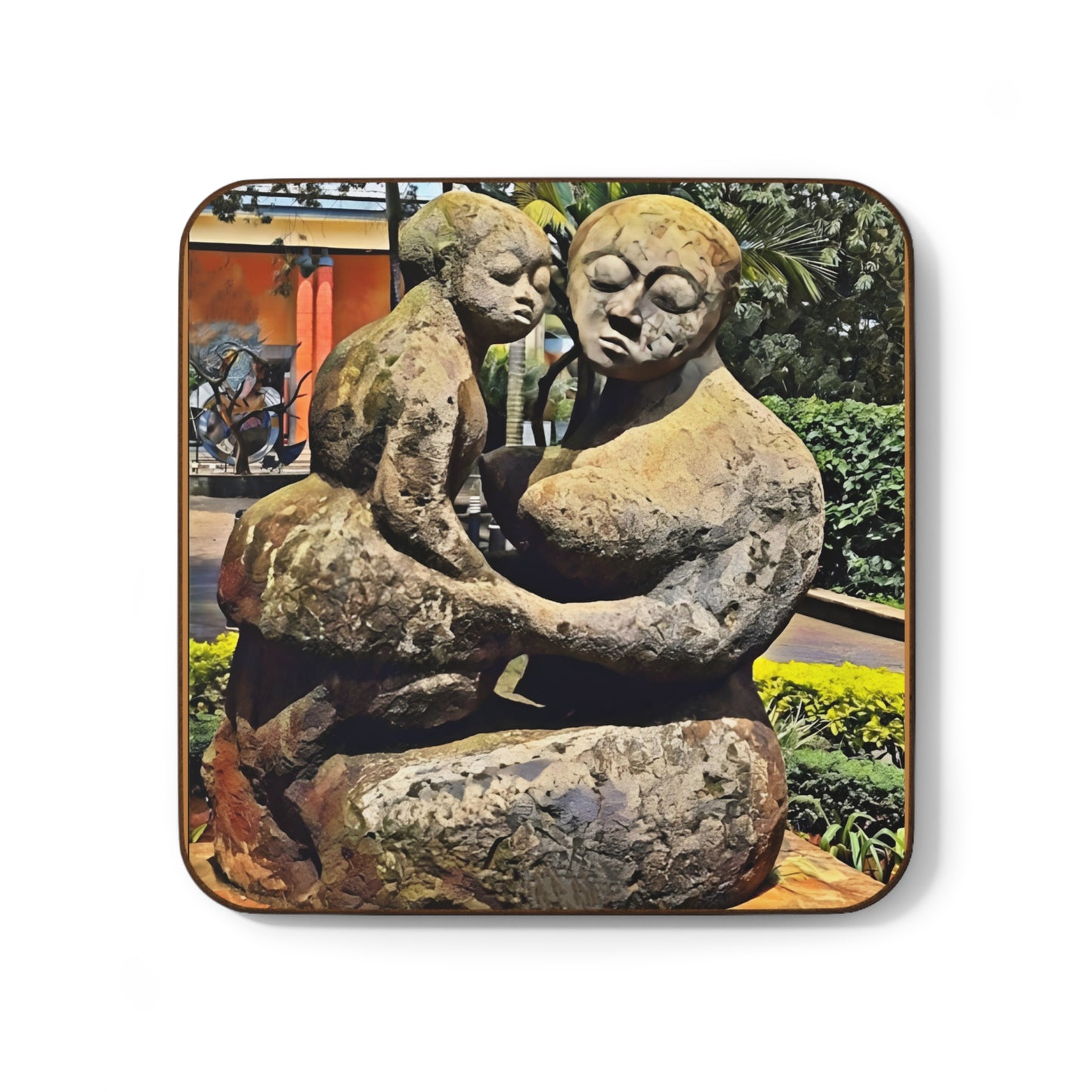 Stone Mother-Child Hardboard Coaster - Unique Home Décor