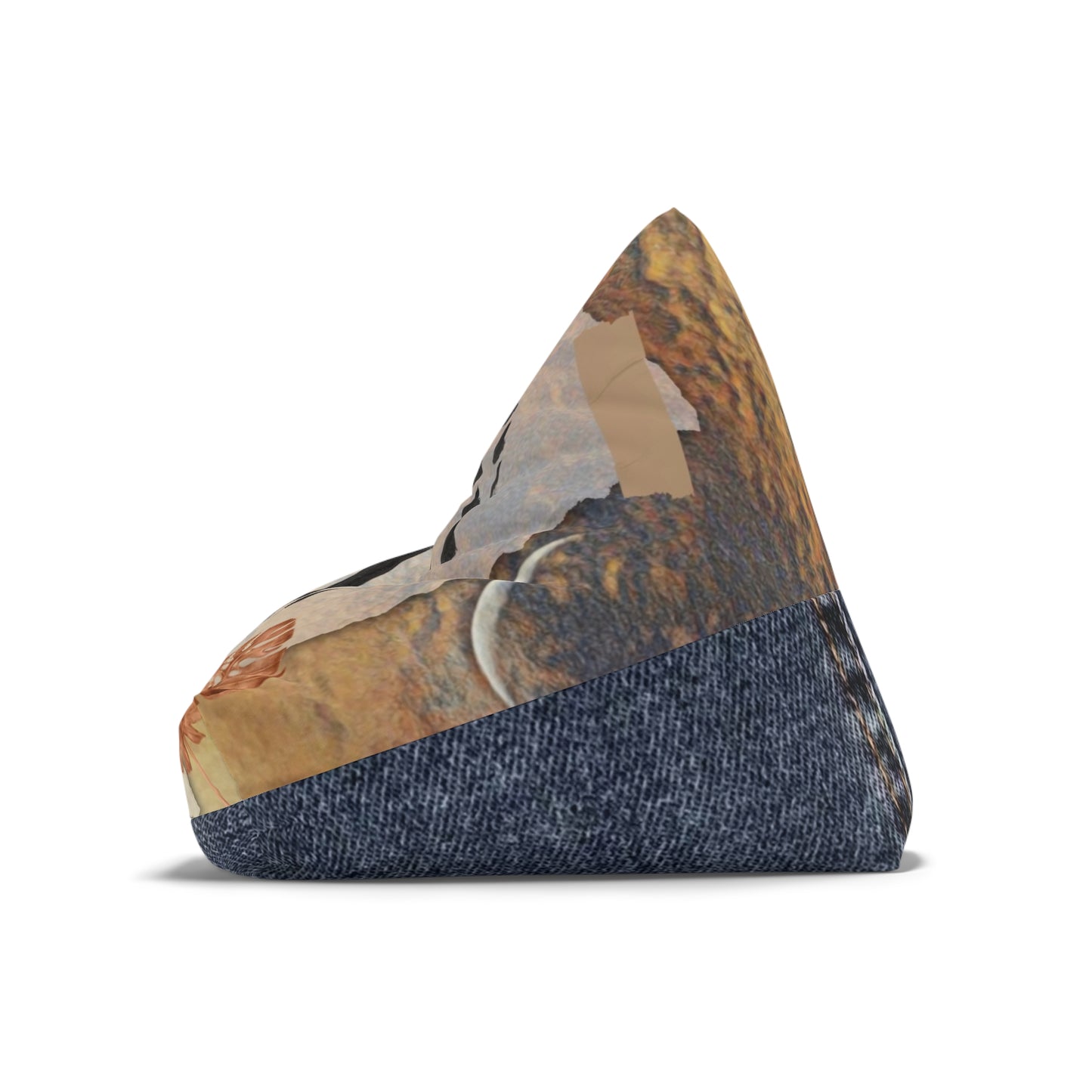 Bean Bag Chair Cover — Cozy Boho Safari & Denim Accent