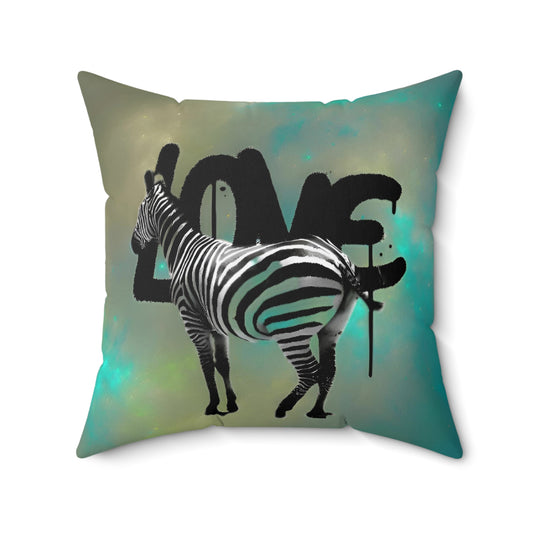 Zebra Love Spun Polyester Square Pillow - Retro Home Decor Accent