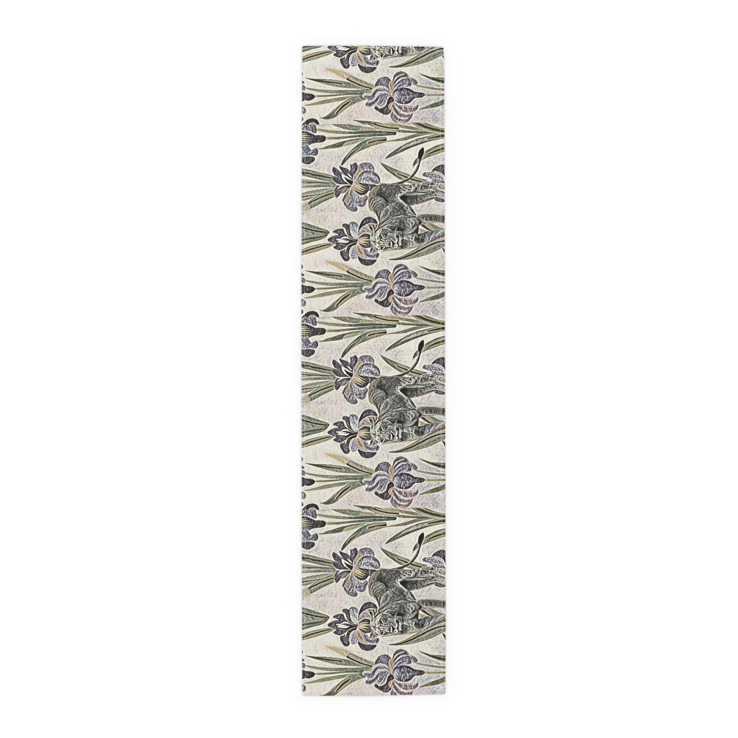 Vintage Floral & Safari Inspired Table Runner – Iris Pattern Cotton-Poly Blend