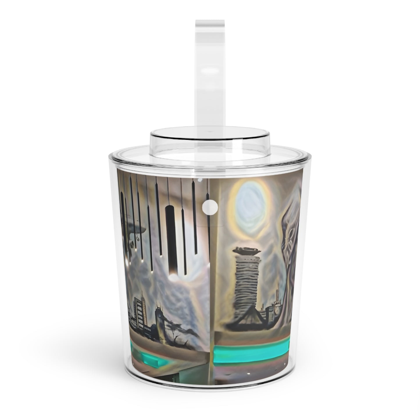 International Artistic Ice Bucket with Tongs - Unique Urban Design for Entertaining