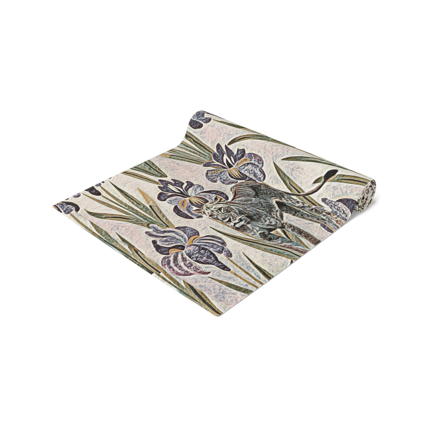 Vintage Floral & Safari Inspired Table Runner – Iris Pattern Cotton-Poly Blend