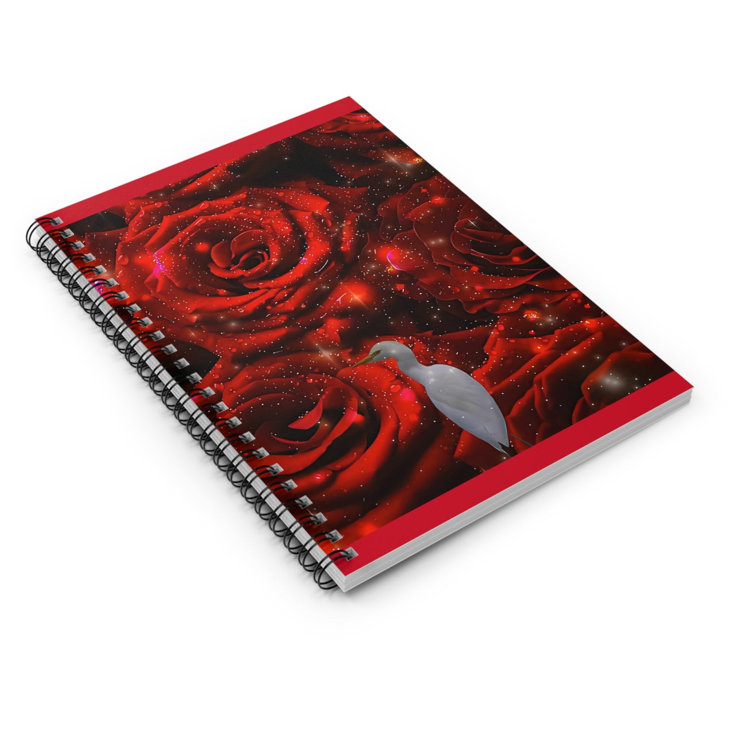 Elegant Floral Spiral Notebook - Rose And Cattle Bird Design