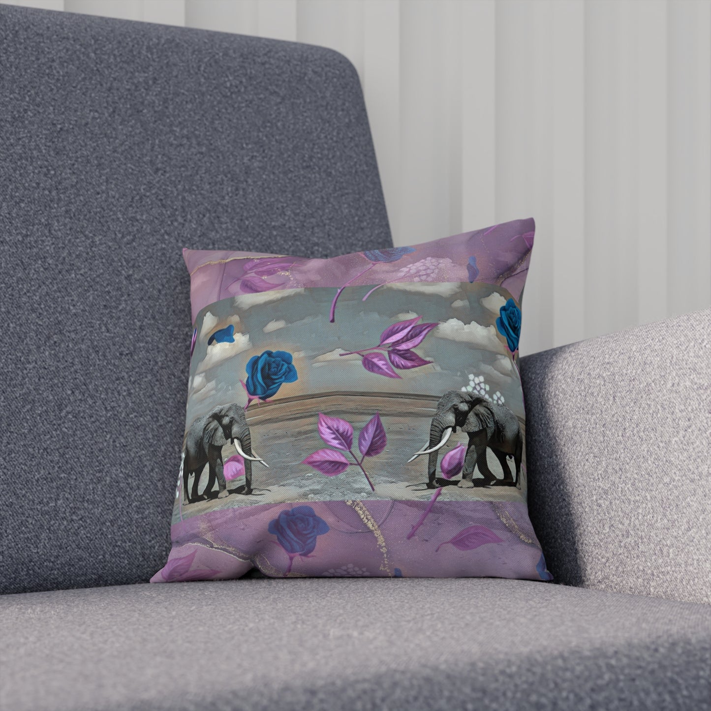 Floral & Elephant Decorative Cushion - Stylish Nursery Pillow With Matching Rug