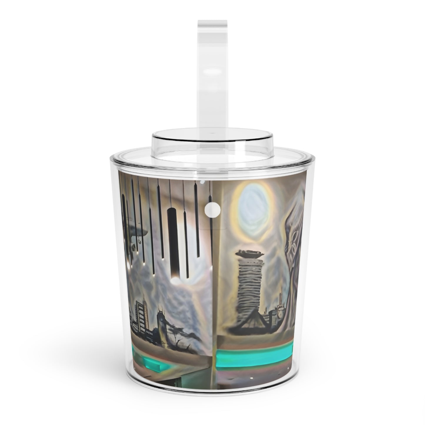 International Artistic Ice Bucket with Tongs - Unique Urban Design for Entertaining