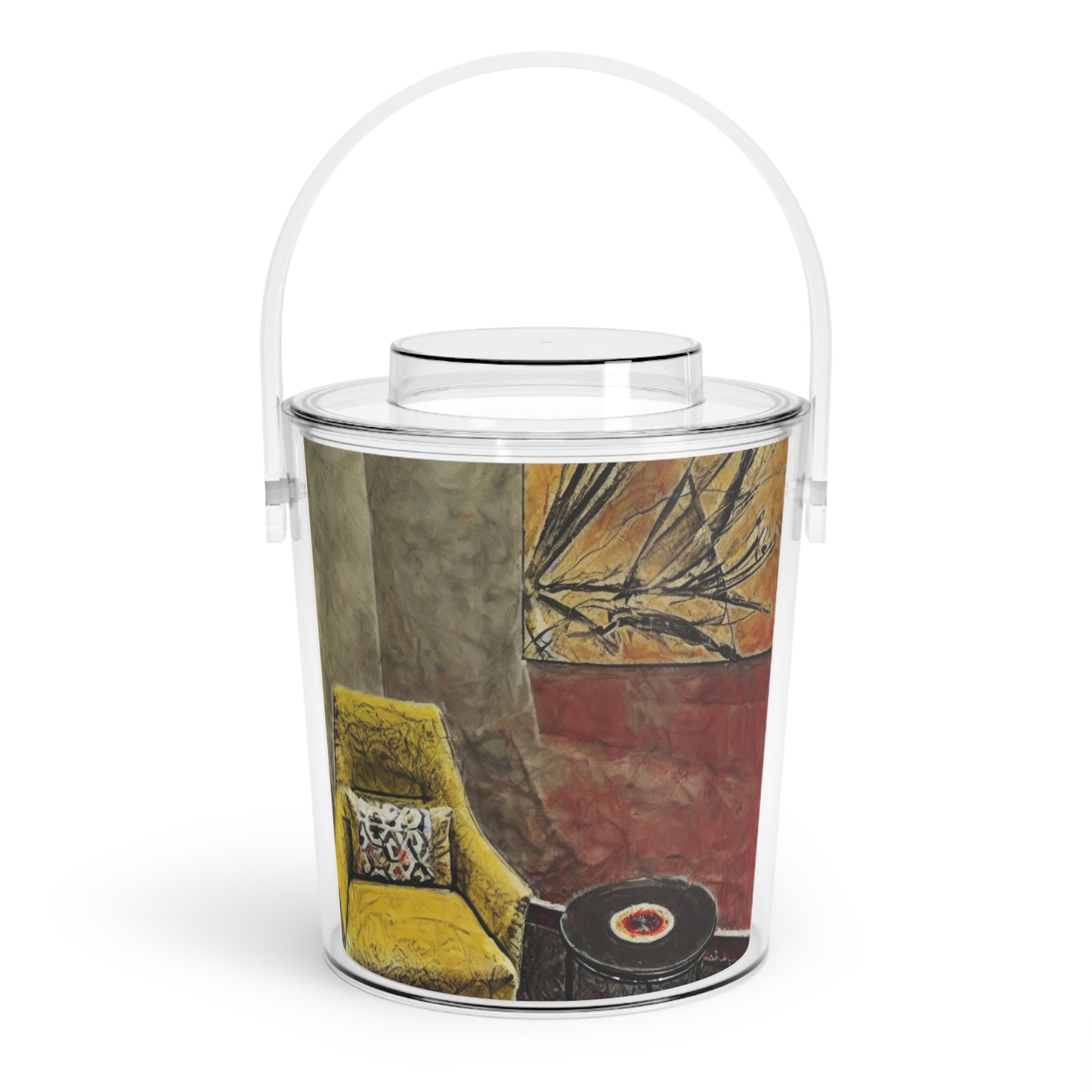 Ice Bucket Ambiance Design with Tongs - Internationally Inspired Home Bar Accessory