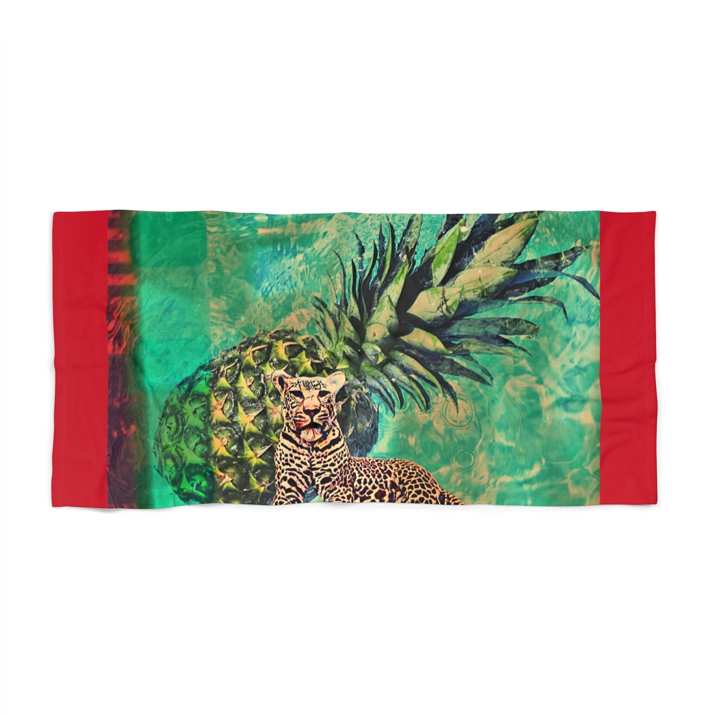 Tropical Leopard Beach Towel - Summer Vibes, Pineapple Design