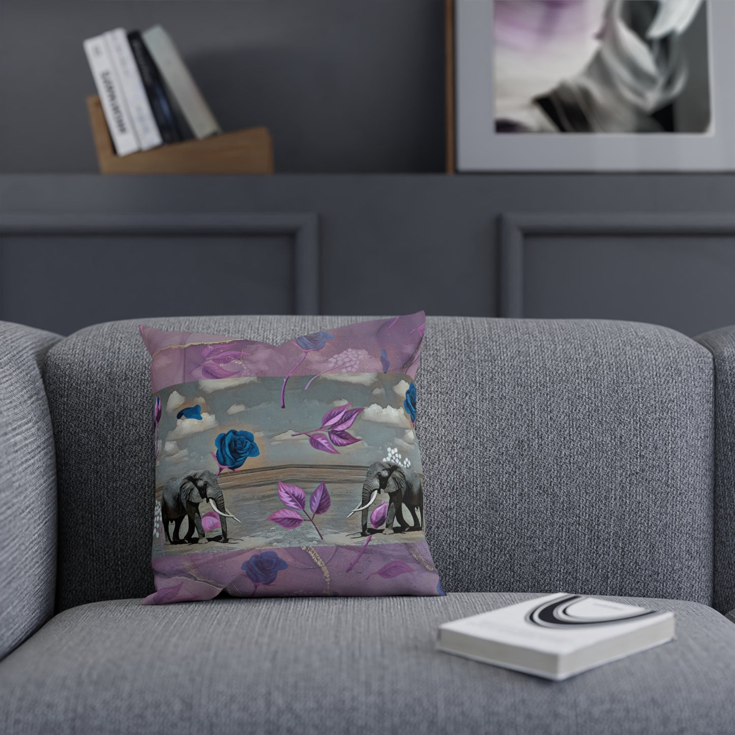 Floral & Elephant Decorative Cushion - Stylish Nursery Pillow With Matching Rug