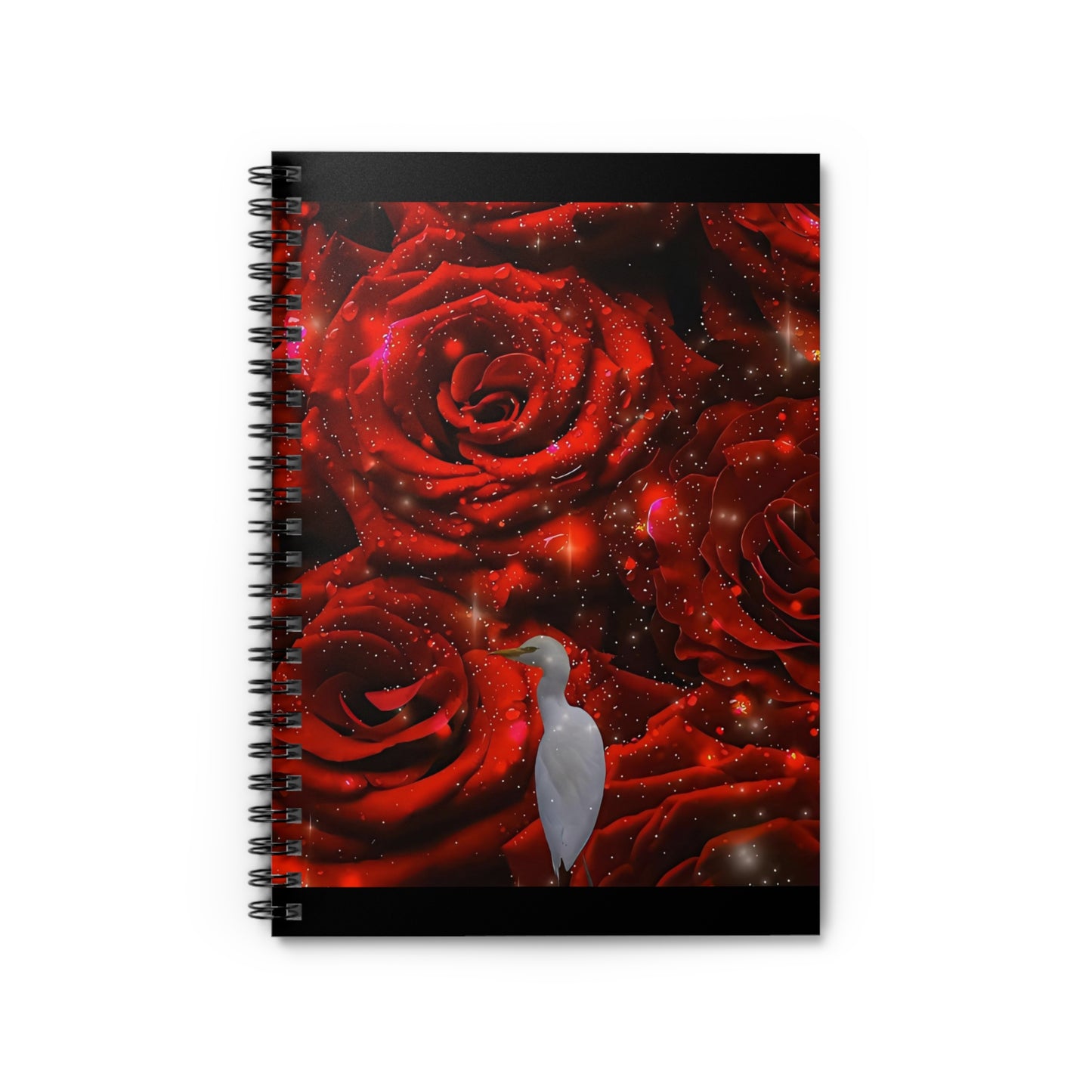 Elegant Floral Spiral Notebook - Rose And Cattle Bird Design