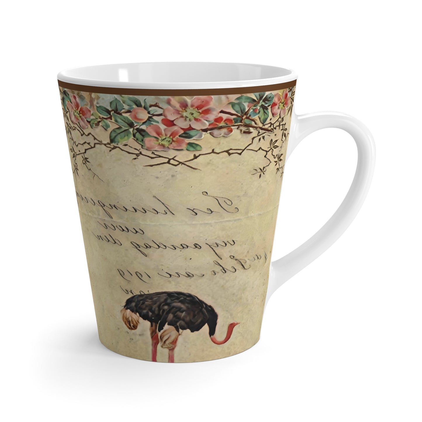 Vintage Ostrich Floral Latte Mug - Perfect Gift for Coffee Lovers