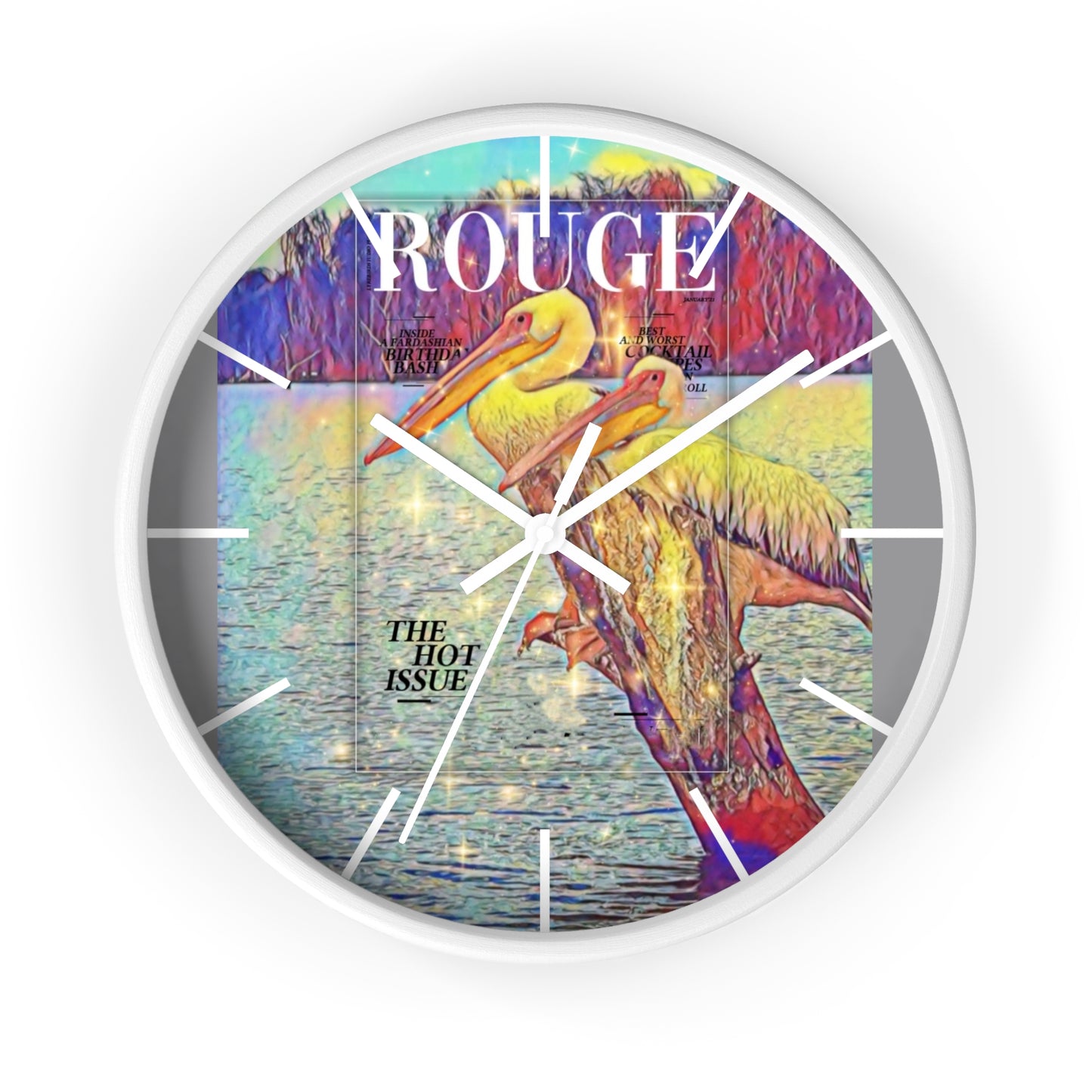International Pelican Wall Clock – Vintage Rouge Magazine Design