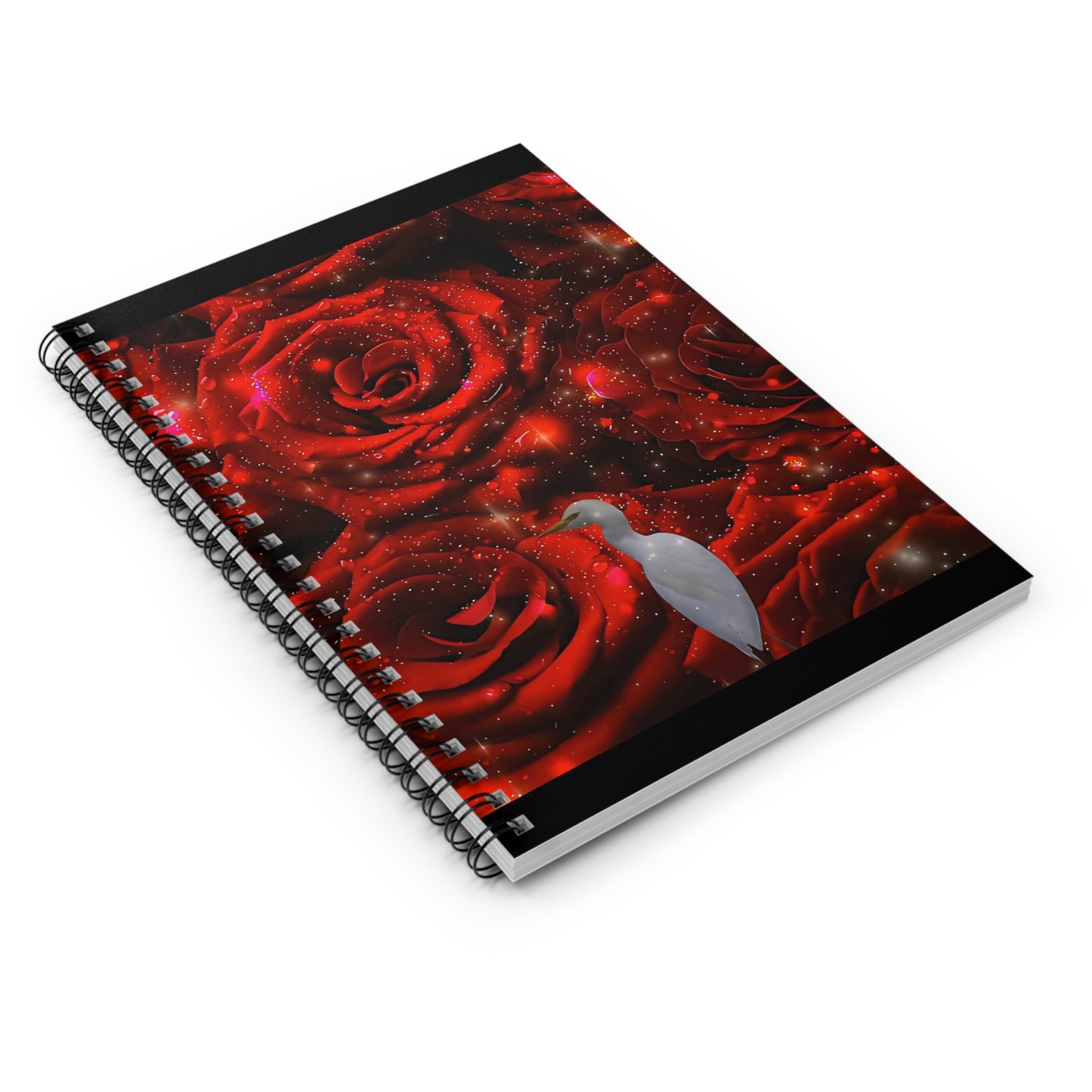 Elegant Floral Spiral Notebook - Rose And Cattle Bird Design