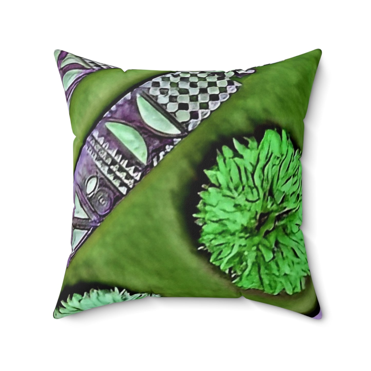 Essentric Vintage Green Square Pillow - Internationally Inspired Home Decor