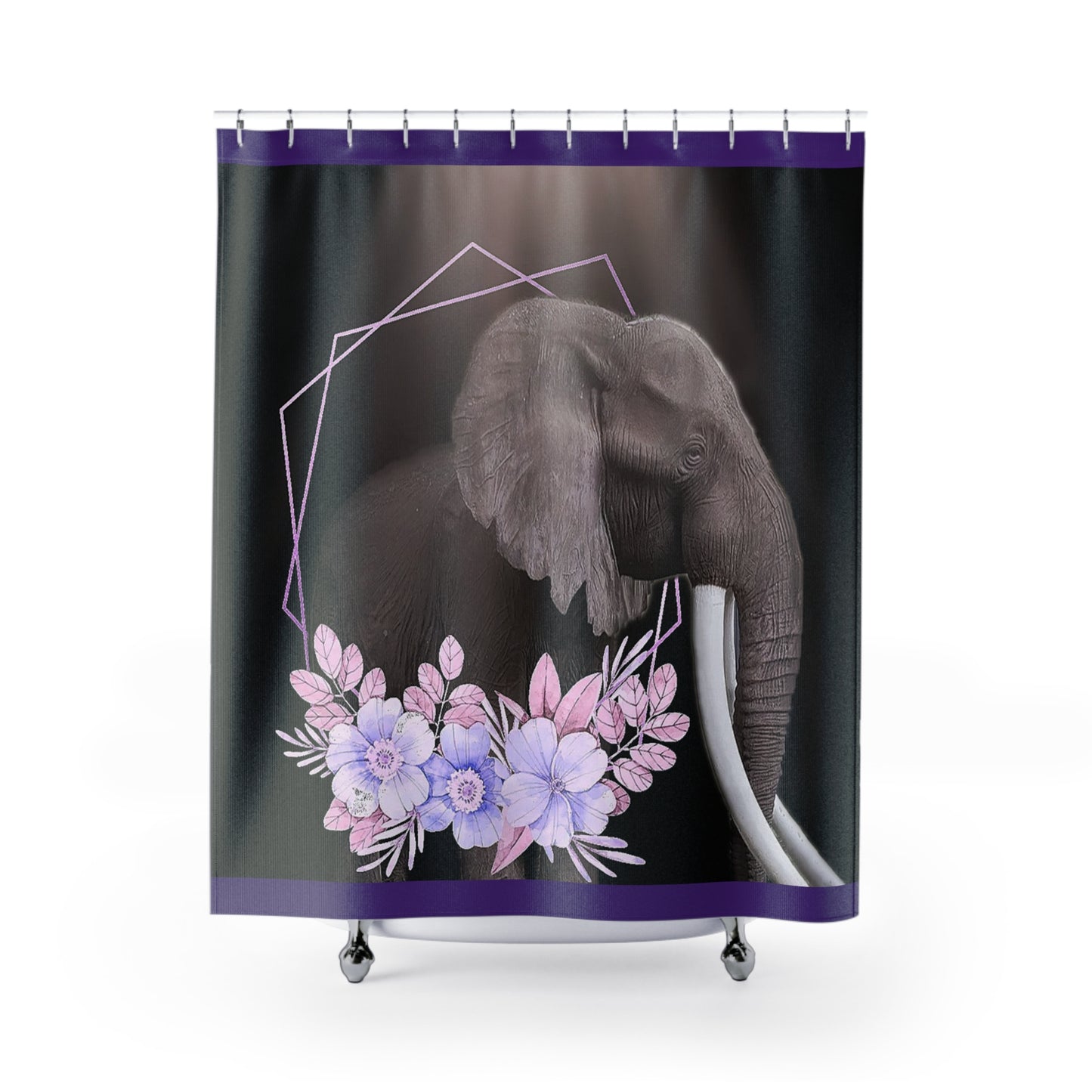 Elegant Elephant Floral Shower Curtain - Modern Bathroom Decor