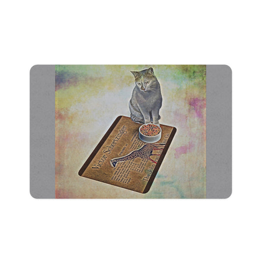 Stylish Cat Pet Food Mat - 12x18 Durable Feeding Mat with Colorful Design