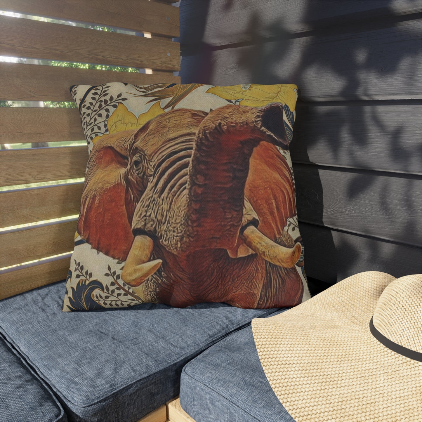 Wildlife Inspired - Outdoor Pillow with Elephant Design
