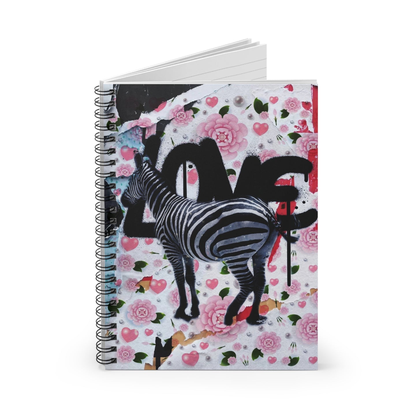 Ruled Line Journal - Love Zebra Spiral Notebook
