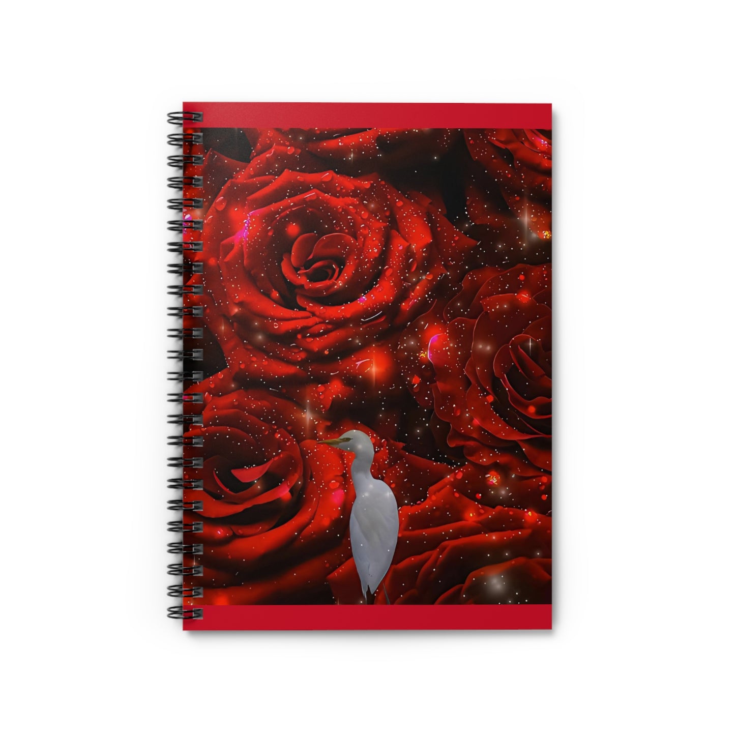 Elegant Floral Spiral Notebook - Rose And Cattle Bird Design