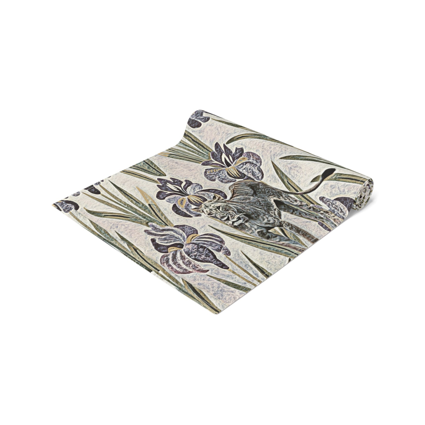 Vintage Floral & Safari Inspired Table Runner – Iris Pattern Cotton-Poly Blend
