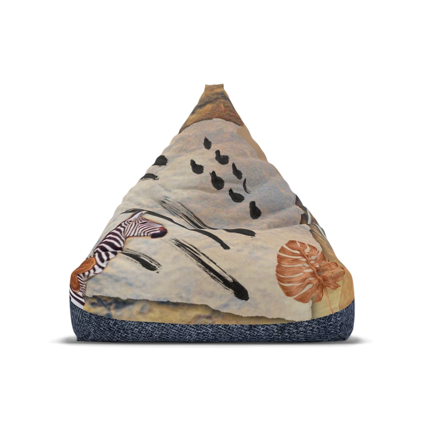 Bean Bag Chair Cover — Cozy Boho Safari & Denim Accent