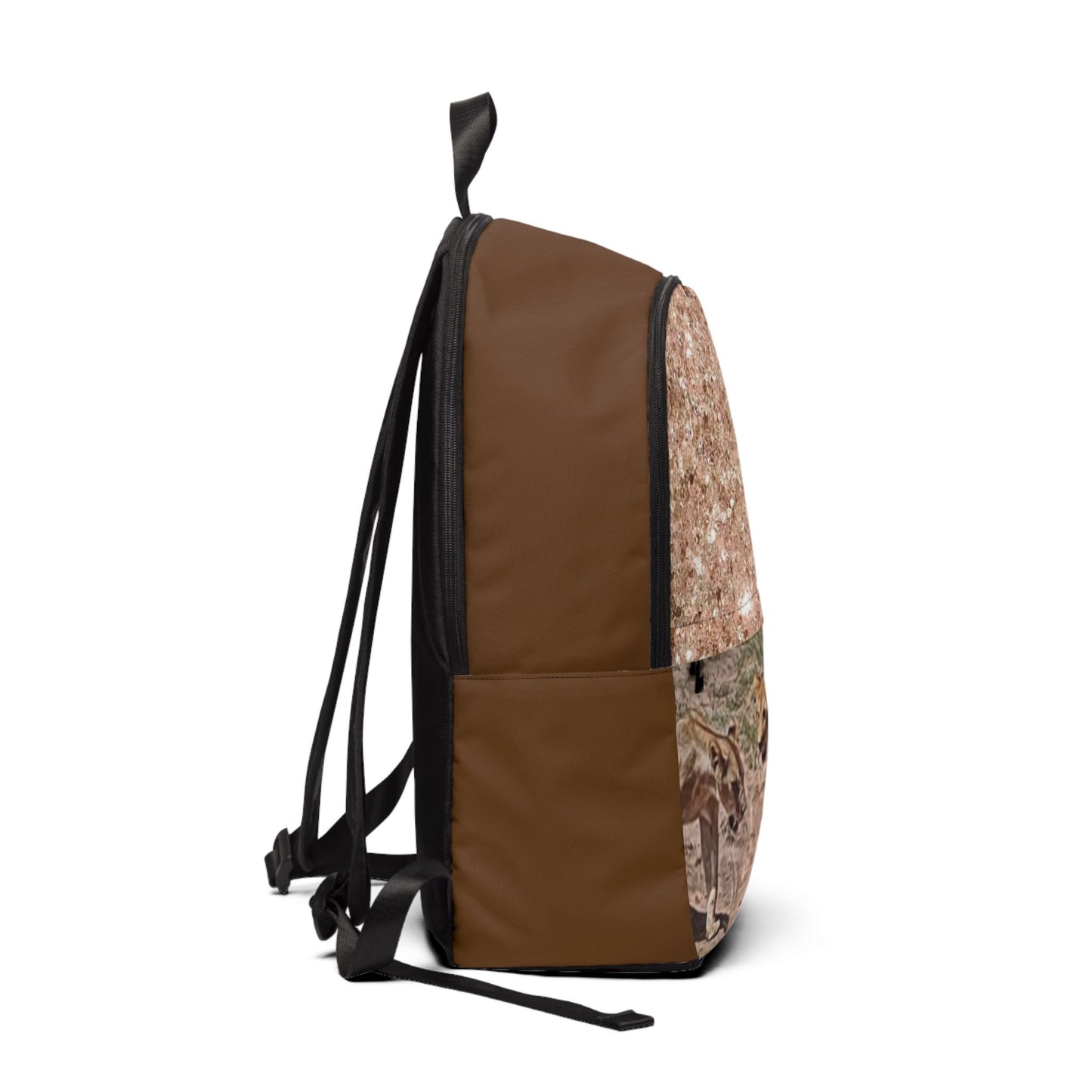 Safari Spirit Fabric Backpack - Trendy Glitter Design with Lions