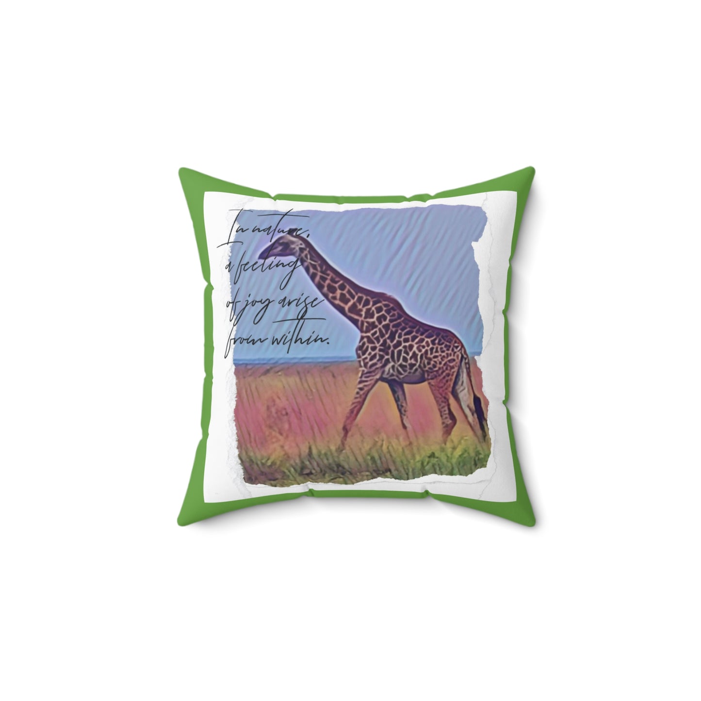 Inspirational Giraffe Faux Suede Square Pillow - Embrace Your Unique Journey