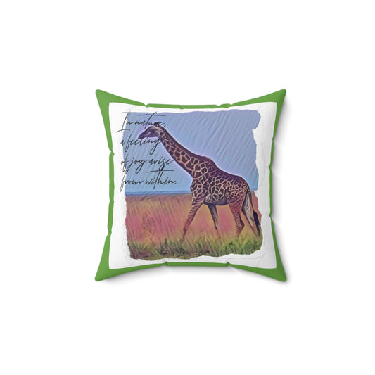 Inspirational Giraffe Faux Suede Square Pillow - Embrace Your Unique Journey