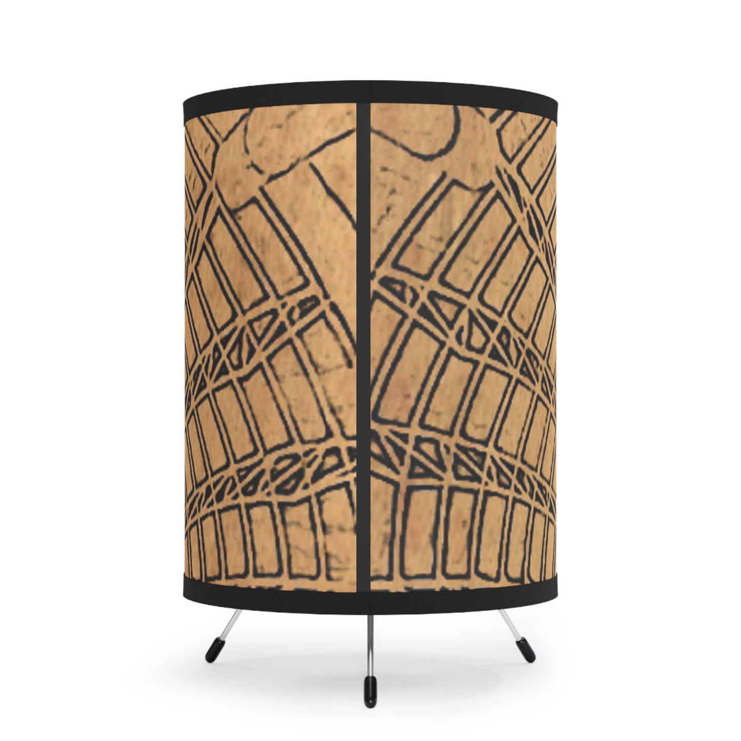 Stylish Tripod Lamp with Geometric High-Res Shade