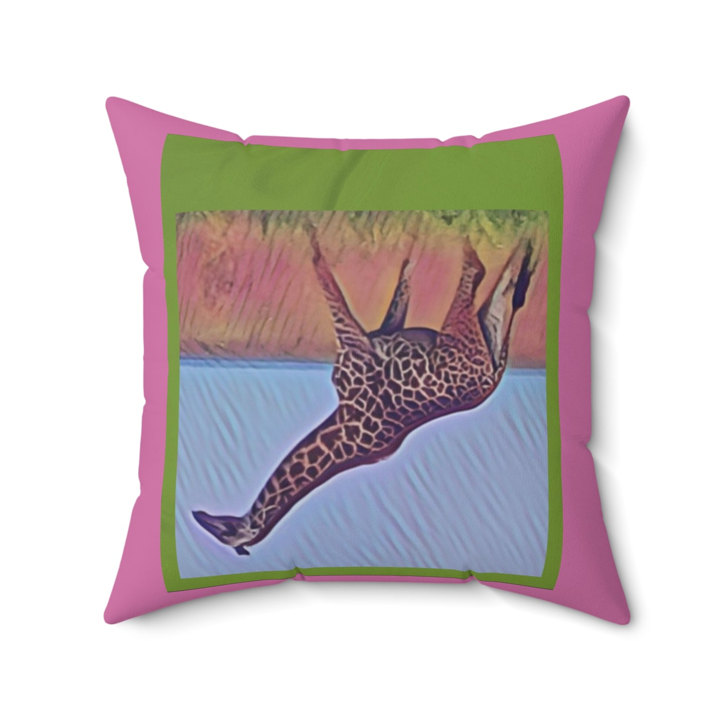 Whimisical Giraffe Print Square Pillow - Colorful Home Decor Accent