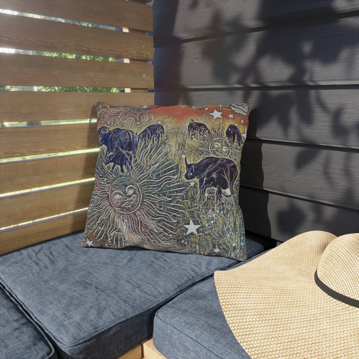 Outdoor Bohemian Galaxy and Carabo Pillow - Perfect for Relaxing Patios and Gardens